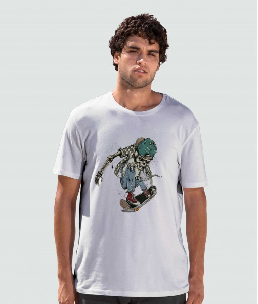 Мъжка тениска с щампа Готика Skateboarder skeleton - TShirtArtShop.com
